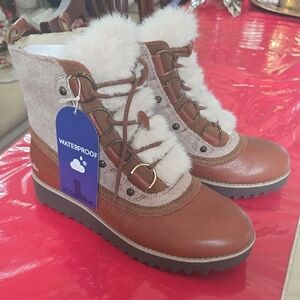 Jambu Women's Waterproof Brown and Tan Boots